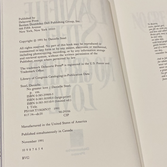 No Greater Love by Danielle Steel - Hardcover Novel - Picture 6 of 7